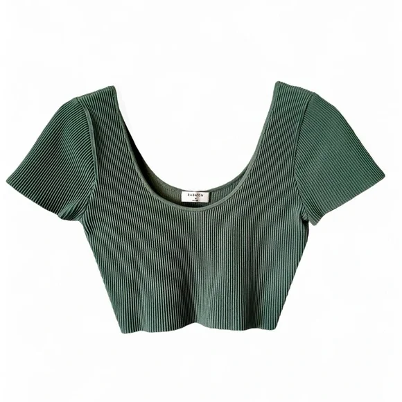 SOLD - Aritzia Babaton | Sculpt Knit Squareneck Top | Gallery Green | Size M - Picture 3 of 8